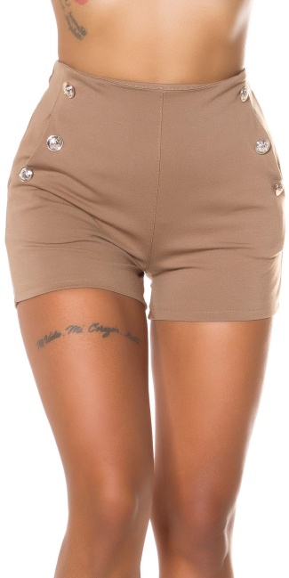 high waist shorts with pockets Brown
